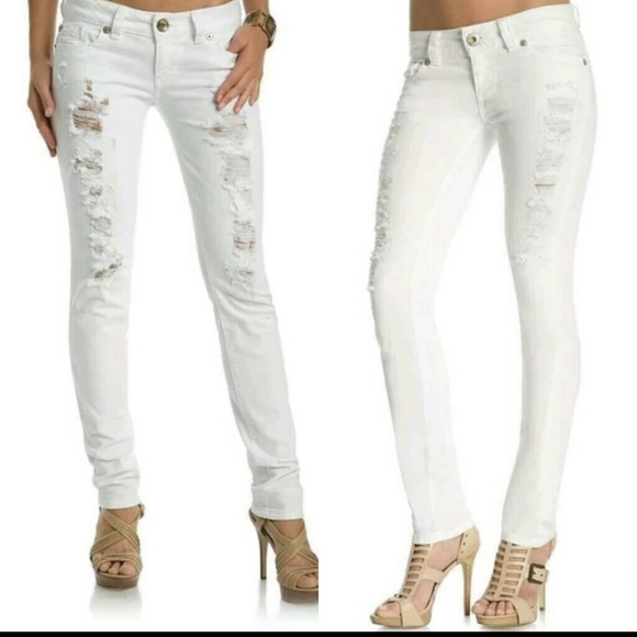 Guess Daredevil Skinny white destroyed jea… - Picture 2 of 16